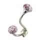 Pink Leaf Crackle Ceramic Silver Iron Hook